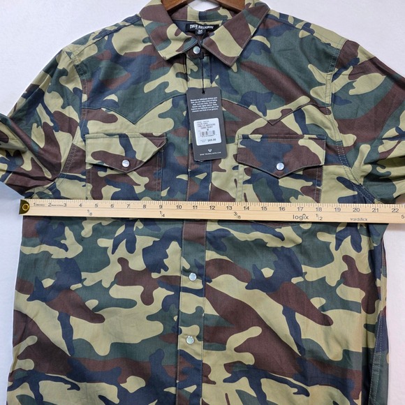 True Religion TRBJ LS Western Camo Shirt Mens M Snap Button Style 700700 NWT - Picture 7 of 10